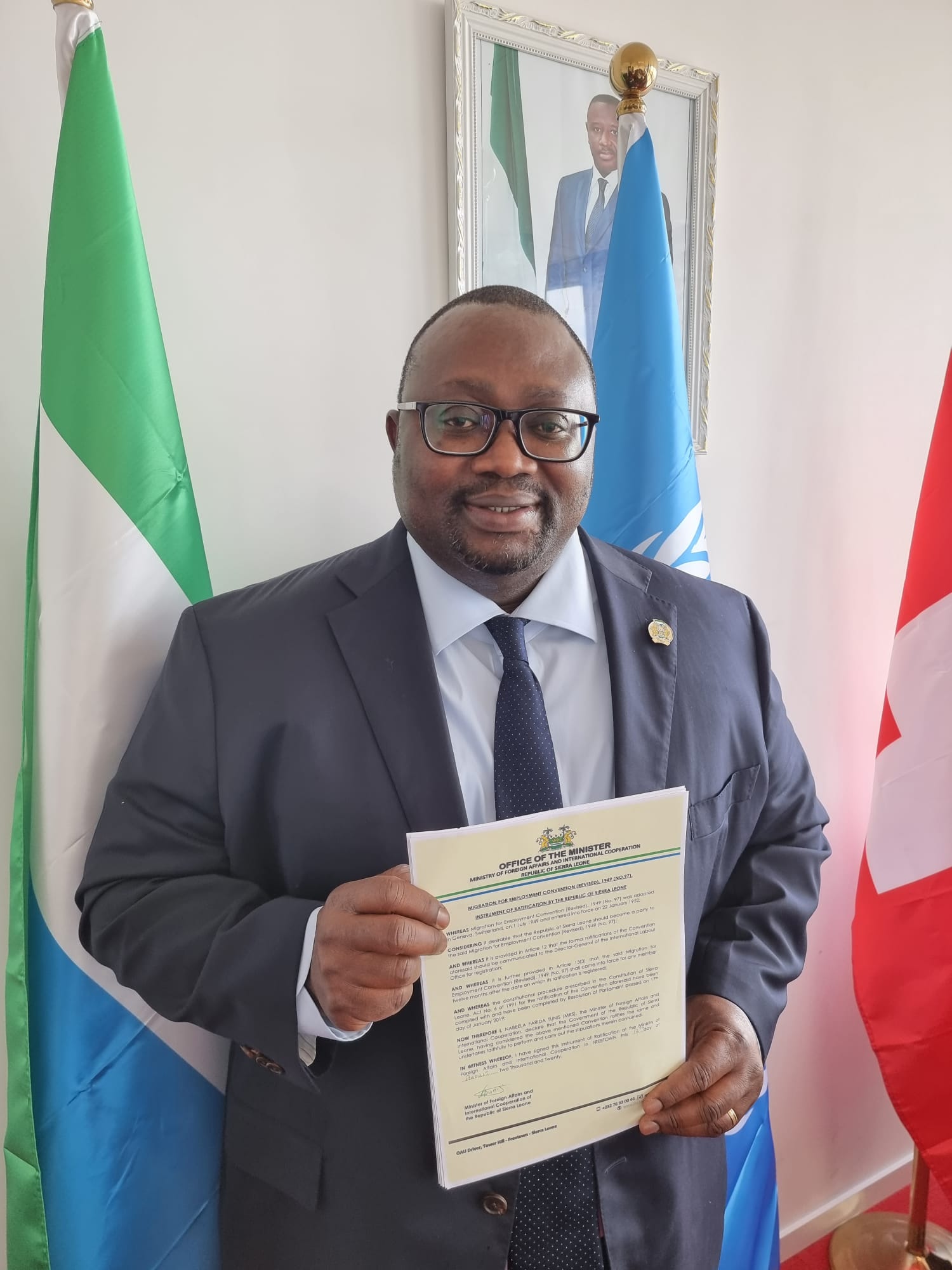As Ambassador Gberie Deposits Sierra Leone s Instruments Of Ratification At ILO